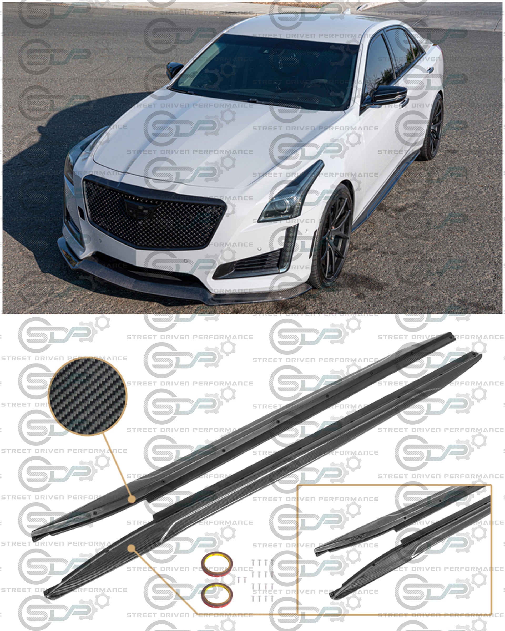 2014+ CTS - Carbon Fiber Side Skirts Rocker Panels Ground Effects